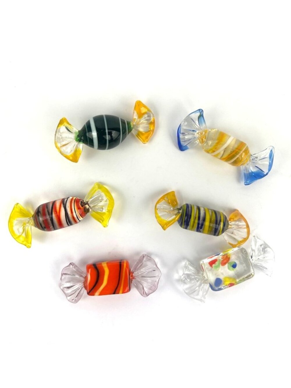Murano Hand-Blown Glass Candy Figurines Set Of 6